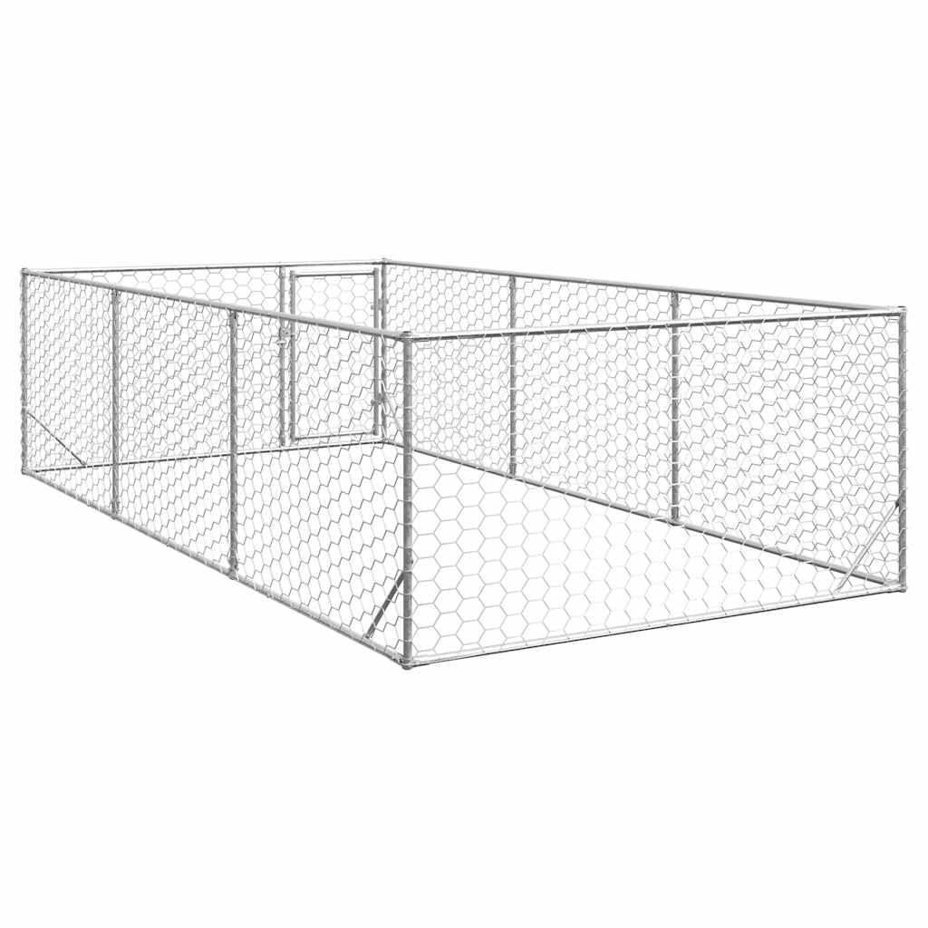 vidaXL Buda dla psa na zewnątrz z drzwiami 2x4x1 m, ocynkowana stal