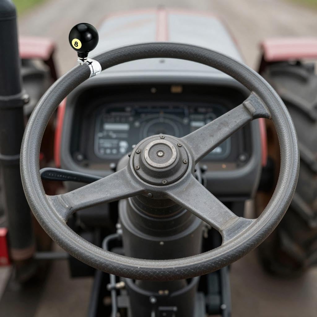 Lunsom 8 Ball Shape Wheel Spinner Resin Steering Suicide Knob Driving Power Handle Control Grip Booster Turning Aid Helper Fit Tractors, Forklifts, Lawn Mowers