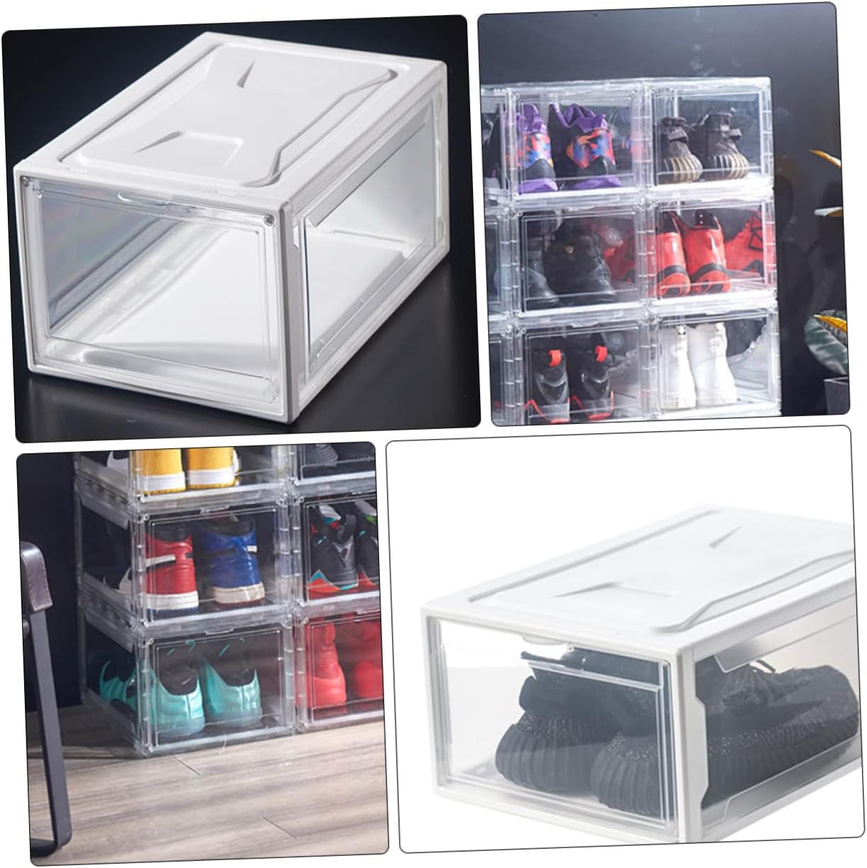 1pc Shoe Storage Box Clamshell Design for Easy Access Stackable Sneaker Organizer Small for Closet Display Environmental Protection Material
