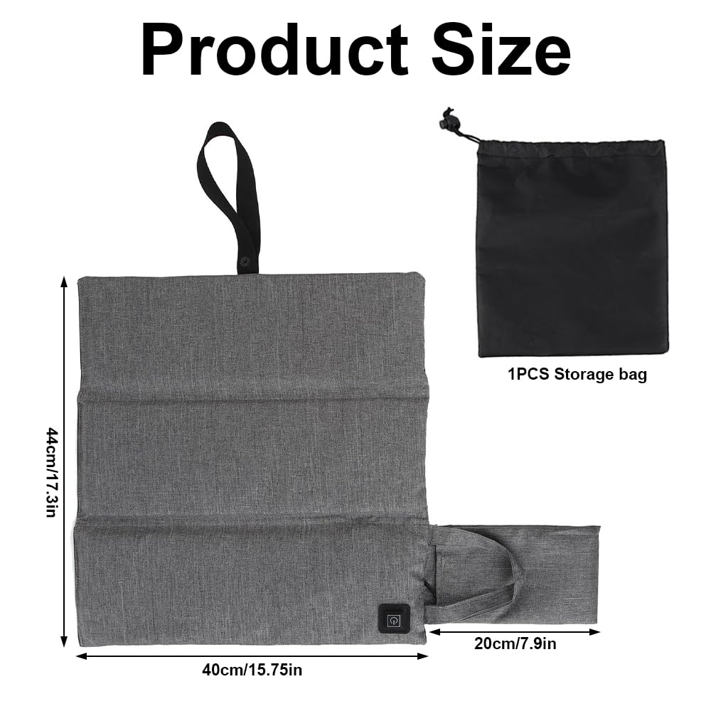 Beheiztes Sitzkissen, 44x40cm Faltbares USB-Heizsitzkissen mit 3 Einstellbare Temperatur, Tragbares Heizkissen für Stadioncamping, Outdoor Bleicher, Camping, Wandern (Enthält Keine Powerbank)