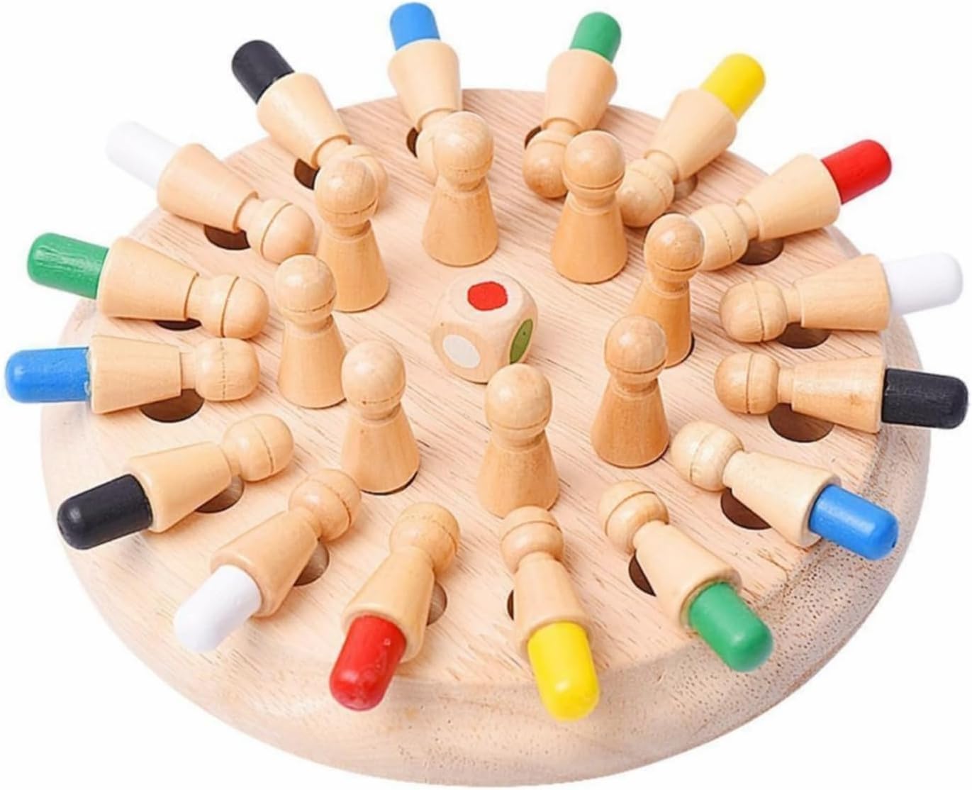 ALMOZA Wooden Memory Chess Game – Alzheimer’s Activities for Seniors, Brain Training Toy for Dementia & Elderly Adults, Color Matching Puzzle with Dice, Wooden Gift for Memory Care & Therapy-image-46
