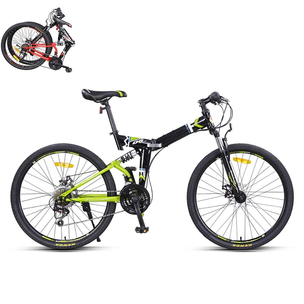 Pliable Vélos de Montagne,26Inch 21 Vitesses Léger Adulte Folding Bike avec Double Frein à Disque,Cadre en Acier Carbone VTT Vélos pour Homme et Femme