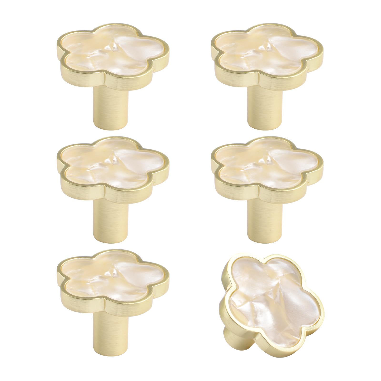MOROBOR Decorative Flower Cabinet Knobs, 6 Pcs Creative Shell White Dresser Drawer Pulls Multifunctional Cupboard Door Pull Handles Single Hole Zinc Alloy Knob Furniture Accessories โ image 1