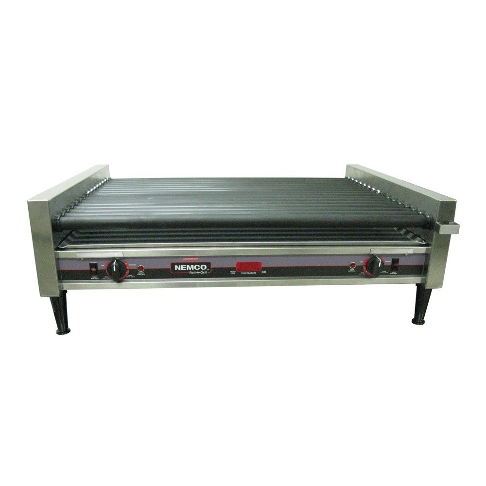 120V 75 Capacity Slant Hot Dog Roller Grill by Nemco – Stainless Steel, Model 8075SXW-SLT-RC
