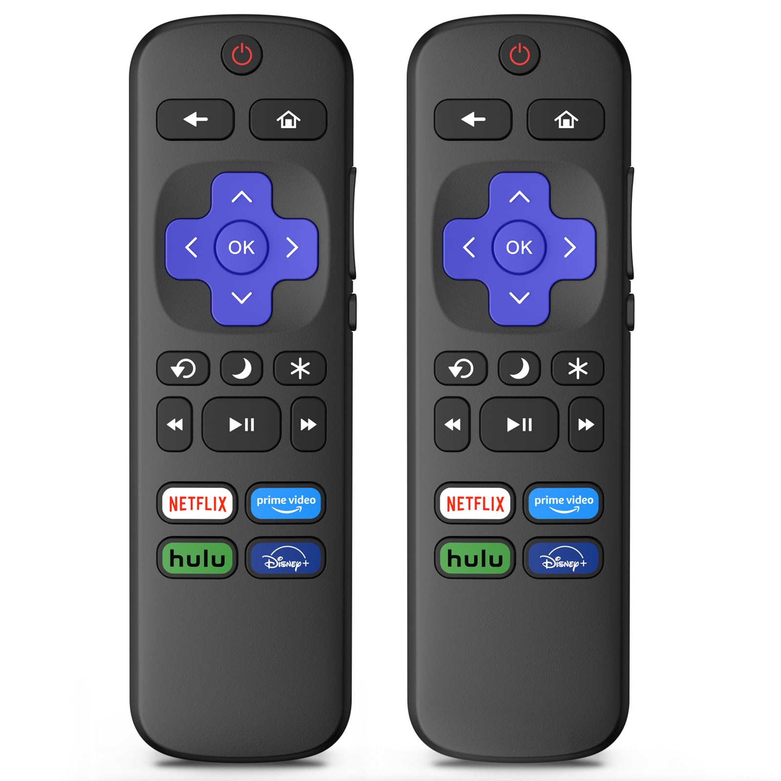 2 Pack Remote Control for Roku TV, Remote Replacement for TCL/Hisense/Sharp/Philips/JVC/RCA/Magnavox/Sanyo/LG/Haier ROKU TVs with Netflix Disney+/Hulu/Prime Video Buttons