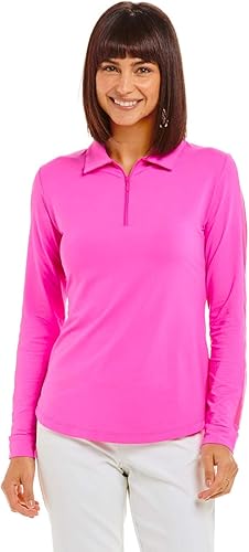 Miniatura 5 de IBKUL - Polo de manga larga para mujer con protección solar UPF 50 panel exterior de malla  86000 Lime Solid XS