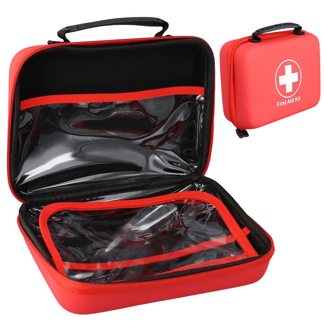 Kit di pronto soccorso per la famiglia, custodia impermeabile in EVA, kit da viaggio compatto per esterni, casa, ufficio, campeggio, escursionismo e auto, pratico con maniglia per il trasporto