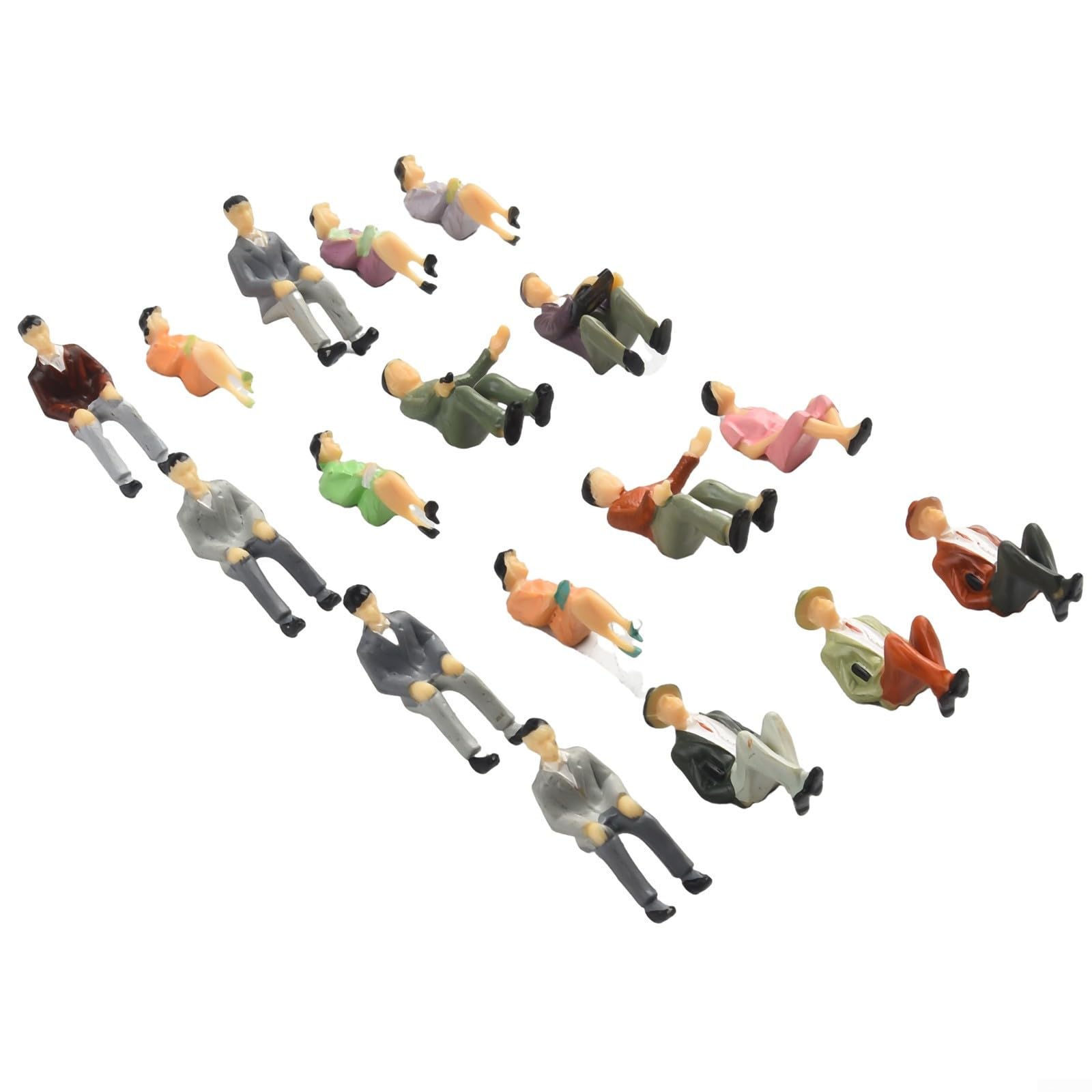 Wusvive Plastic Miniature People 1:32 Scale Seated Poses Painted