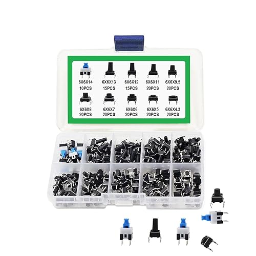 Nastyaer for 180pcs 6x6 Light Micro Touch Switch Set Push Button Switches Assortment Kit 6x6 Keys Tact ON/Off Switch Tool Accessories