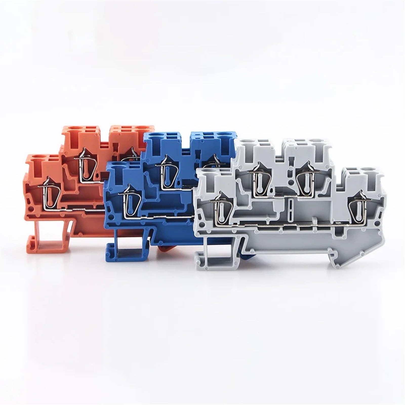 STTB-2.5 Morsettiera su guida Din Connettori for cablaggio elettrico Doppio strato Connettore di collegamento a molla Conduttori for cavi 10 pezzi(GRAY)