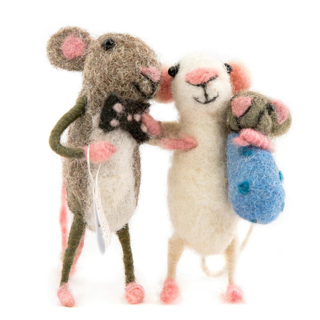 Sew Heart Felt | Mummy and Daddy Mice Carrying Baby Boy | New Mum Gifts | Mum-to-Be Gift | Baby Shower Present for New Parents