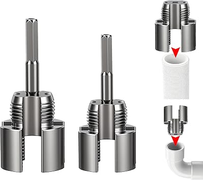 2PCS PVC Pipe Threader Tool Set, 1/2" & 3/4" Internal & External Thread Cutter | Heavy-Duty Alloy Steel, Drill-Compatible PVC Pipe Tool for Plumbing & DIY