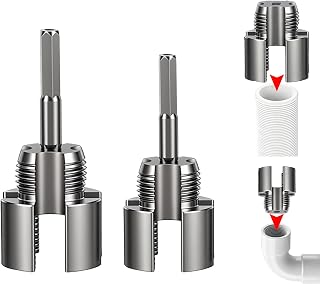 2PCS PVC Pipe Threader Tool Set, 1/2" & 3/4" Internal & External Thread Cutter | Heavy-Duty Alloy Steel, Drill-Compatible PVC Pipe Tool for Plumbing & DIY
