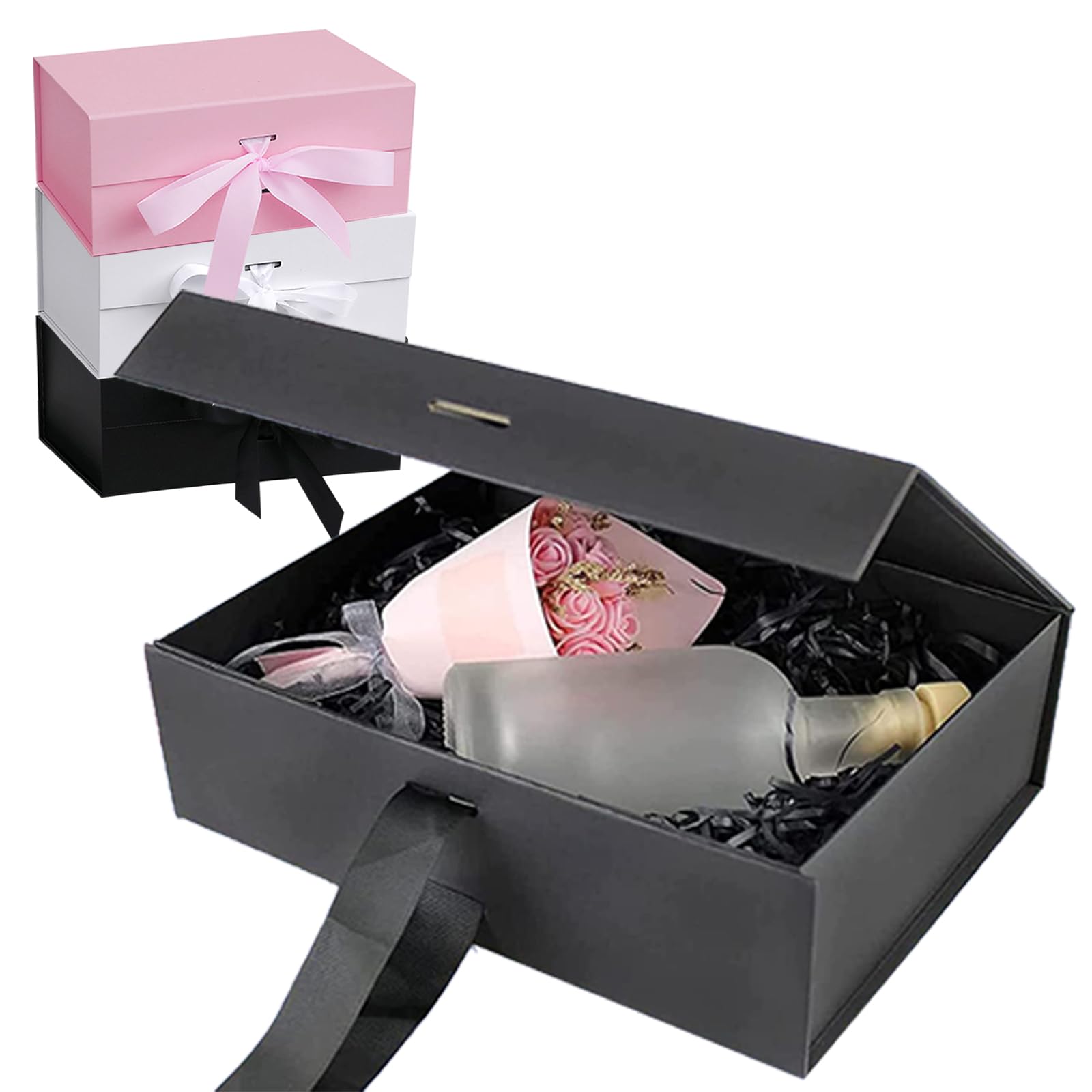 Boîte Cadeau Magnétique Réutilisable Avec Nœud | Emballage Cadeau Élégant Pour Anniversaire, Mariage, Noël | Vert 23x17x7cm