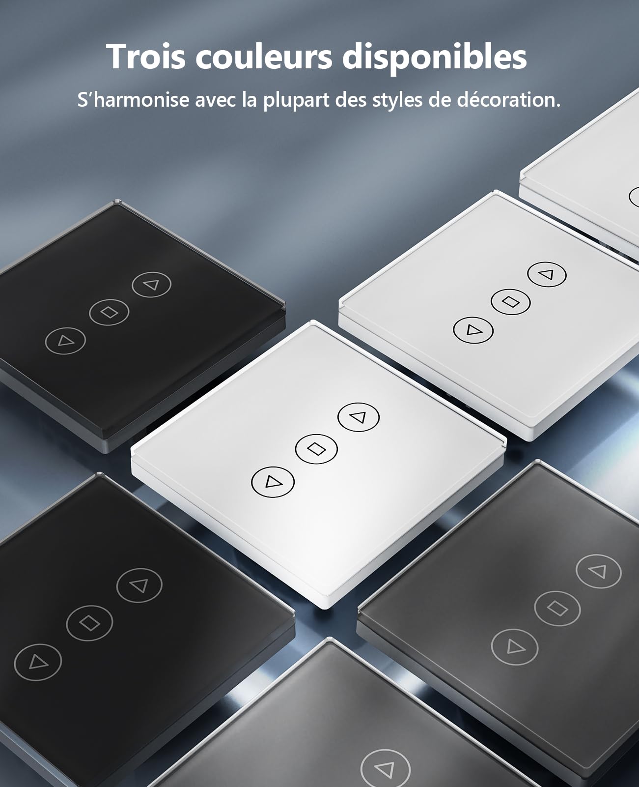 Interrupteur Volet Roulant Connecté, 80 * 80mm Interrupteur de Stores WiFi Compatible Alexa/Google Home/SmartLife, APP Contrôle à Distance - Fil Neutre Requis (Blanc, 1)