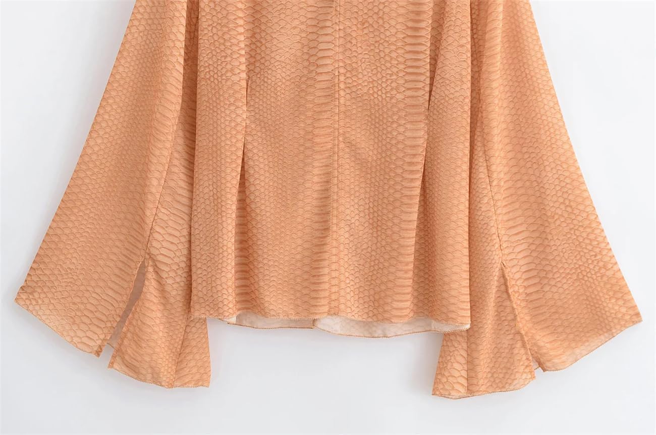Camisa de manga larga para mujer, con cordones, de gasa, holgada, informal, a la moda
