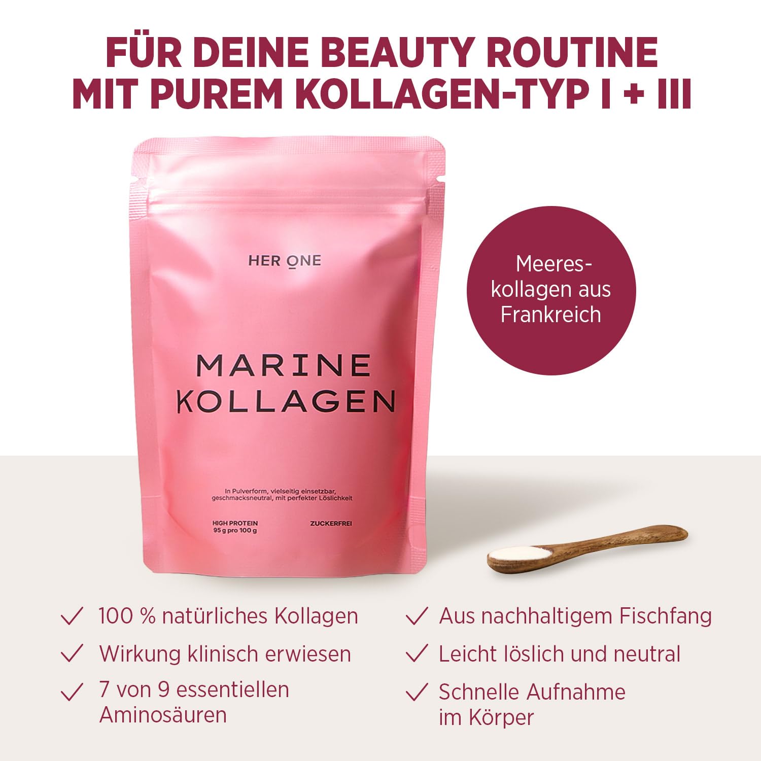 HER ONE GLOW UP Duo | 30x7 g Vitamin Komplex hochdosiert als Multivitamin Pulver für Frauen + 30x5 g Marine Kollagen Pulver aus Fisch | Collagen Peptides Typ I & III | 100% Naticol® | Beauty Drink