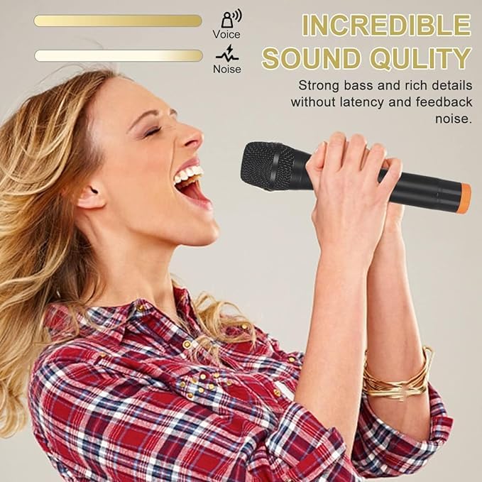 Image of Wilsons Professional Wireless Microphone, UHF Karaoke Handheld Dynamic mic with Type C Rechargeable Receiver 6.35mm Jack, with 3 Batteries, 30-50 Meter Cordless Range for Anchoring and Singing