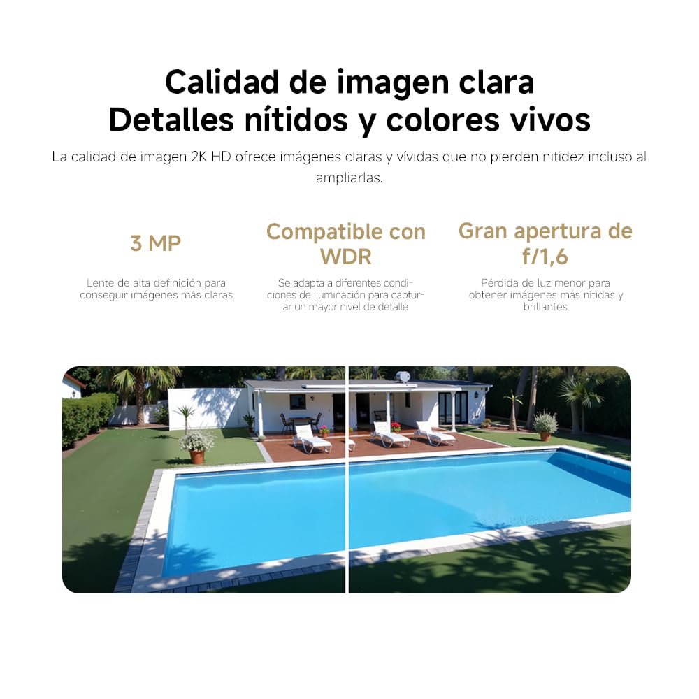 XIAOMI CW100 Cámara Vigilancia Exterior WiFi 2K 3MP Doble Lente | IP66 Impermeable, Visión Nocturna Color, Wi-Fi6, Audio Bidireccional, Alarma Luz Sonido, IA Detección Personas Vehículos
