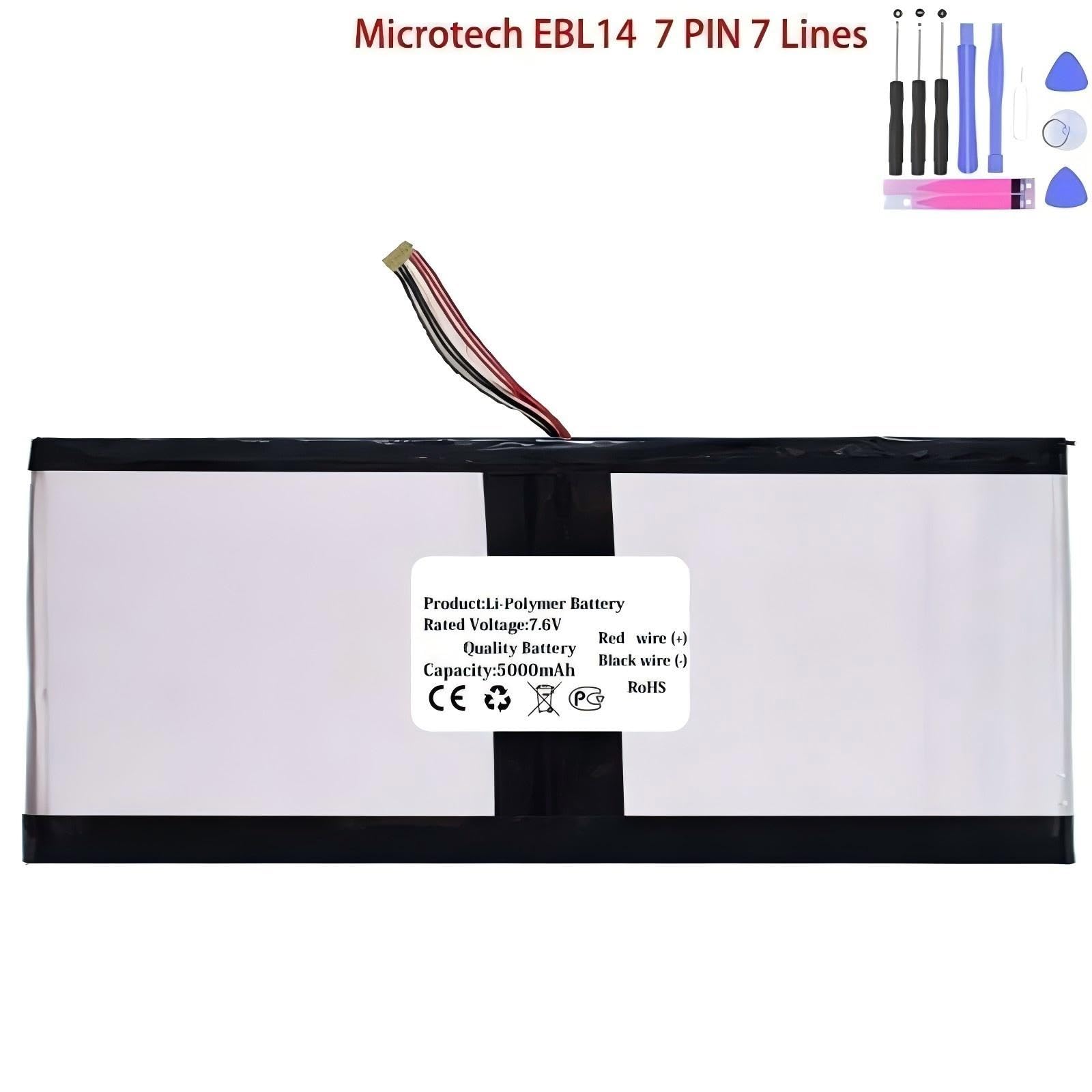 Compatibile con Microtech EBL14 Notebook, Batteria for laptop 7.6V 5000mAh con spina di ricambio a 7 pin e 7 fili