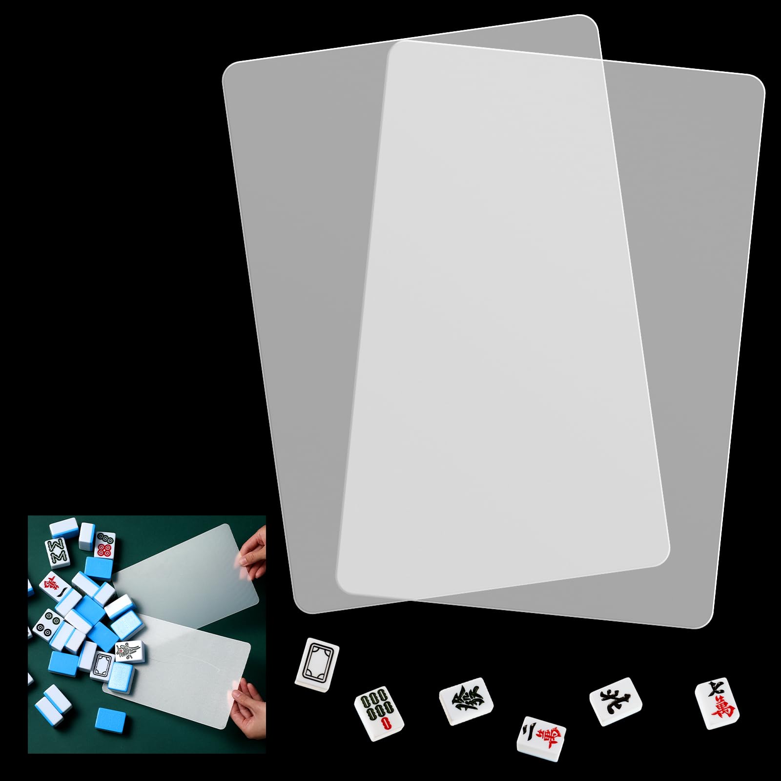 2 Pcs Mahjong Tile Mixer Shuffler for Mixing and Shuffling Tiles Plastic Game Accessories Gifts for Mahjong Lovers Playing Game (Clear)