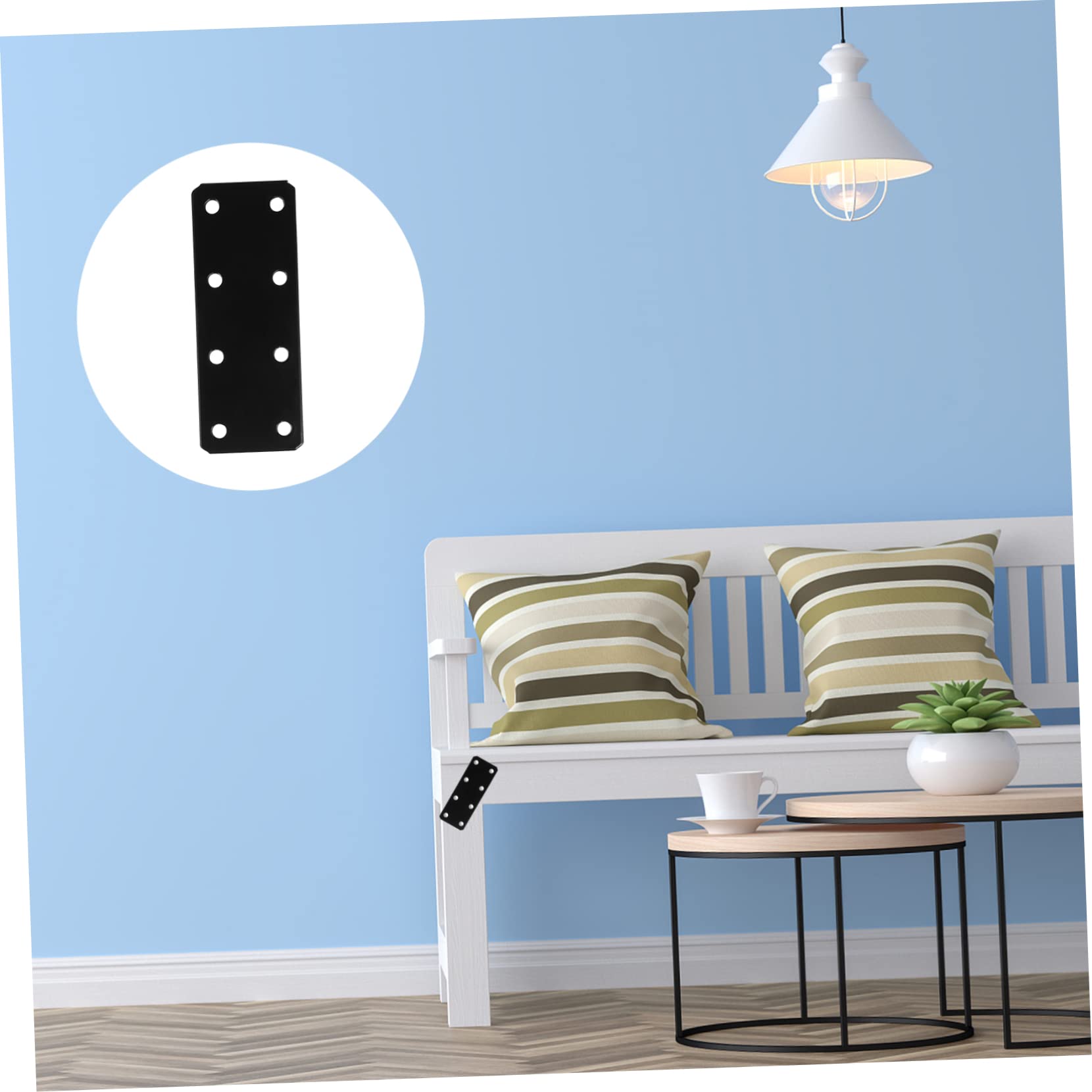 COSMEVIVI Metal Fixing Plate for Wood 8pcs Straight Flat Brace Set Timber Frame Brackets