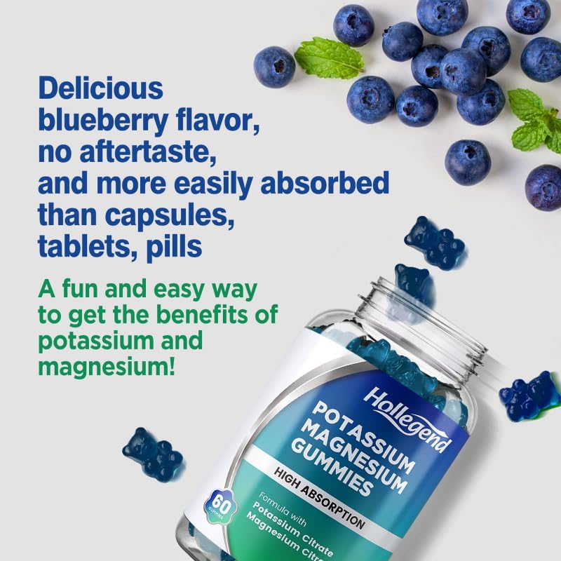 Potassium Magnesium Gummies, High Absorption Potassium Citrate 99mg Magnesium Citrate 180mg, Chewable Gummy Supplements for Leg Cramps & Muscle, 60 Count - Image 7