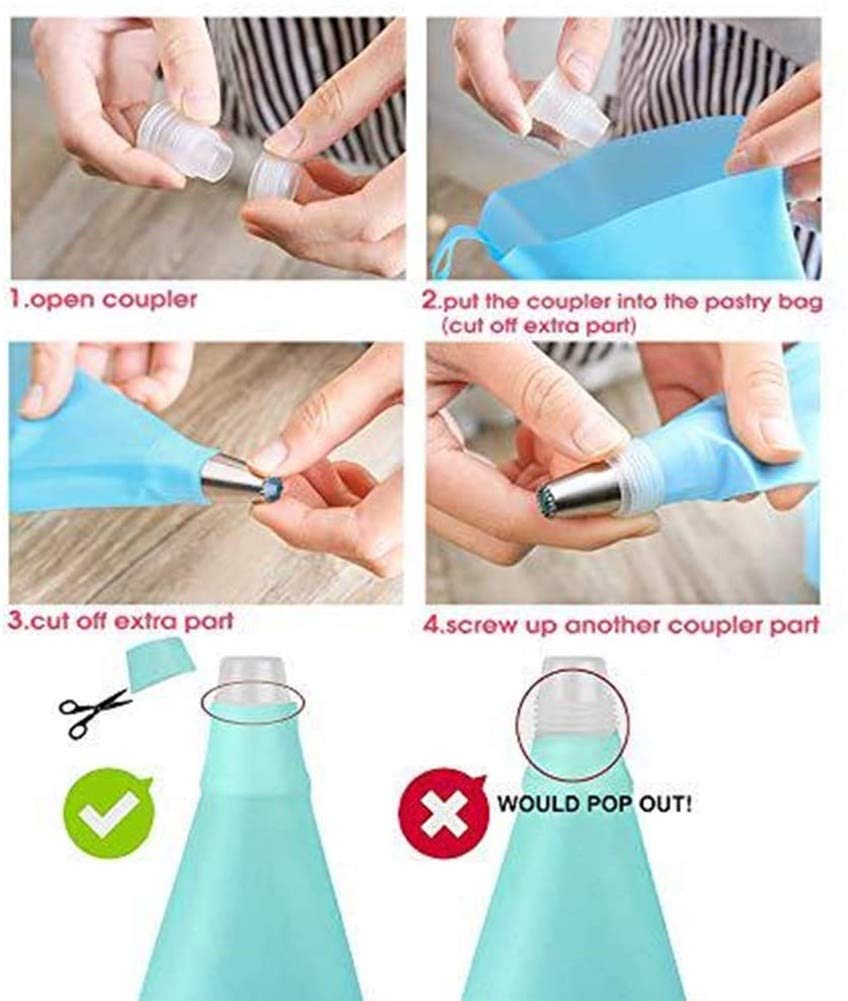 Chikanb 21 Pezzi Set Decorazione per Fiori di Torta, Borse per Glassa in Silicone, Giradischi, Spatola, Fresa, Accoppiatore di Piping, Scrappers, Pasticcino Kit di Utensili, Cupcake Topper