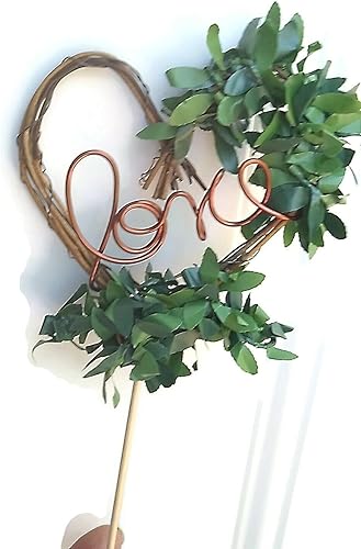 Miniatura 2 de Enchanted Garden Theme Decorative Love Cake Topper with Green Faux Leaves