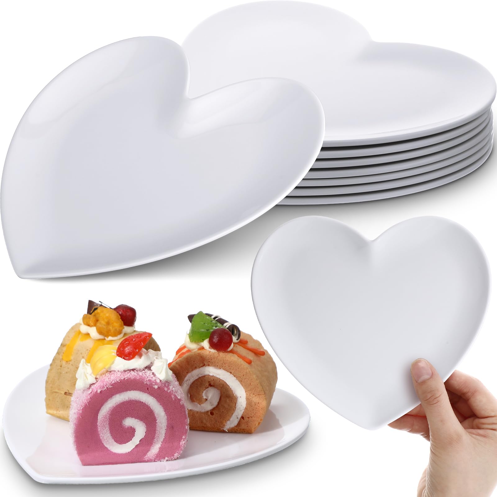 Amazon.com | Nuogo 8 Pcs Heart Shaped Dinner Plates 6.8'' Serving