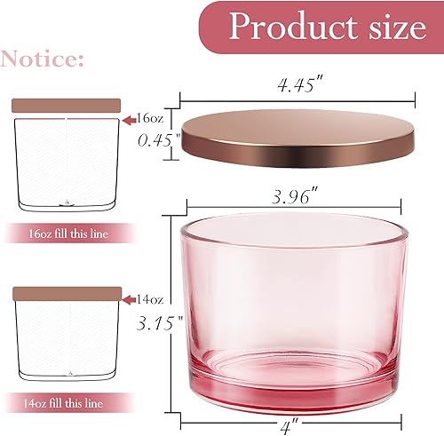 Miniatura 30 de CONNOO Paquete de 6 tarros de vela de 16 onzas, 3 mechas de vidrio vacío transparente de boca ancha, vienen con tapas de bambú, etiquetas de Tapas