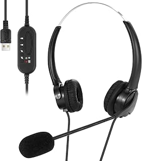 Camidy Headphone with Microphone,Over Ear Headset for Laptop Computer,USB Wired Headphone with Mic for Call Center Online Education