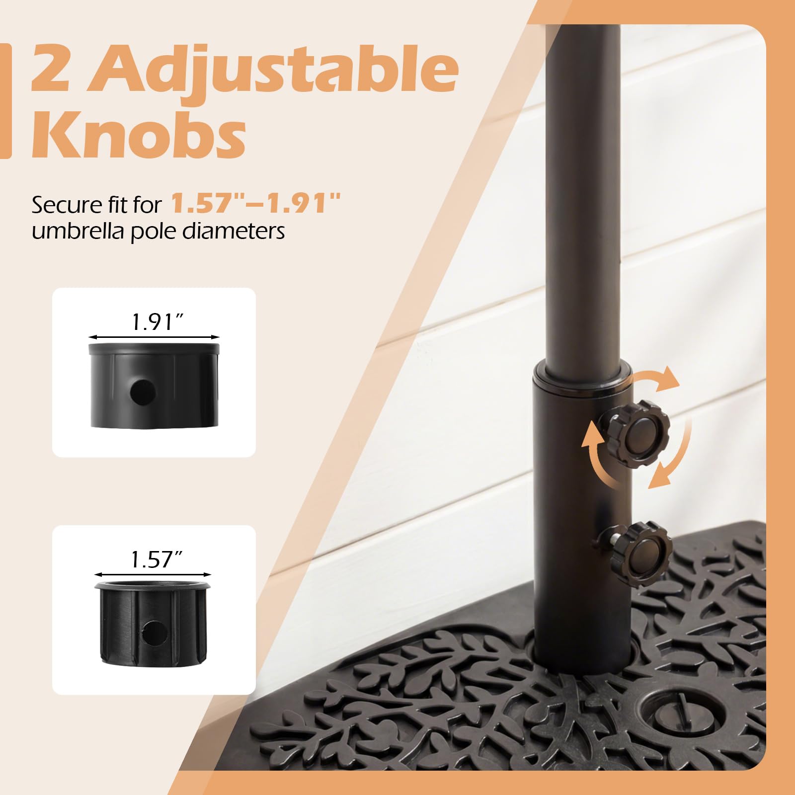 flat patio umbrella base with adustable pole Giantex Half Round Base, 55 lbs Fillable Half Umbrella Stand Water/Sand Reservoir, Back Space-Saving Design, Fits 1.57
