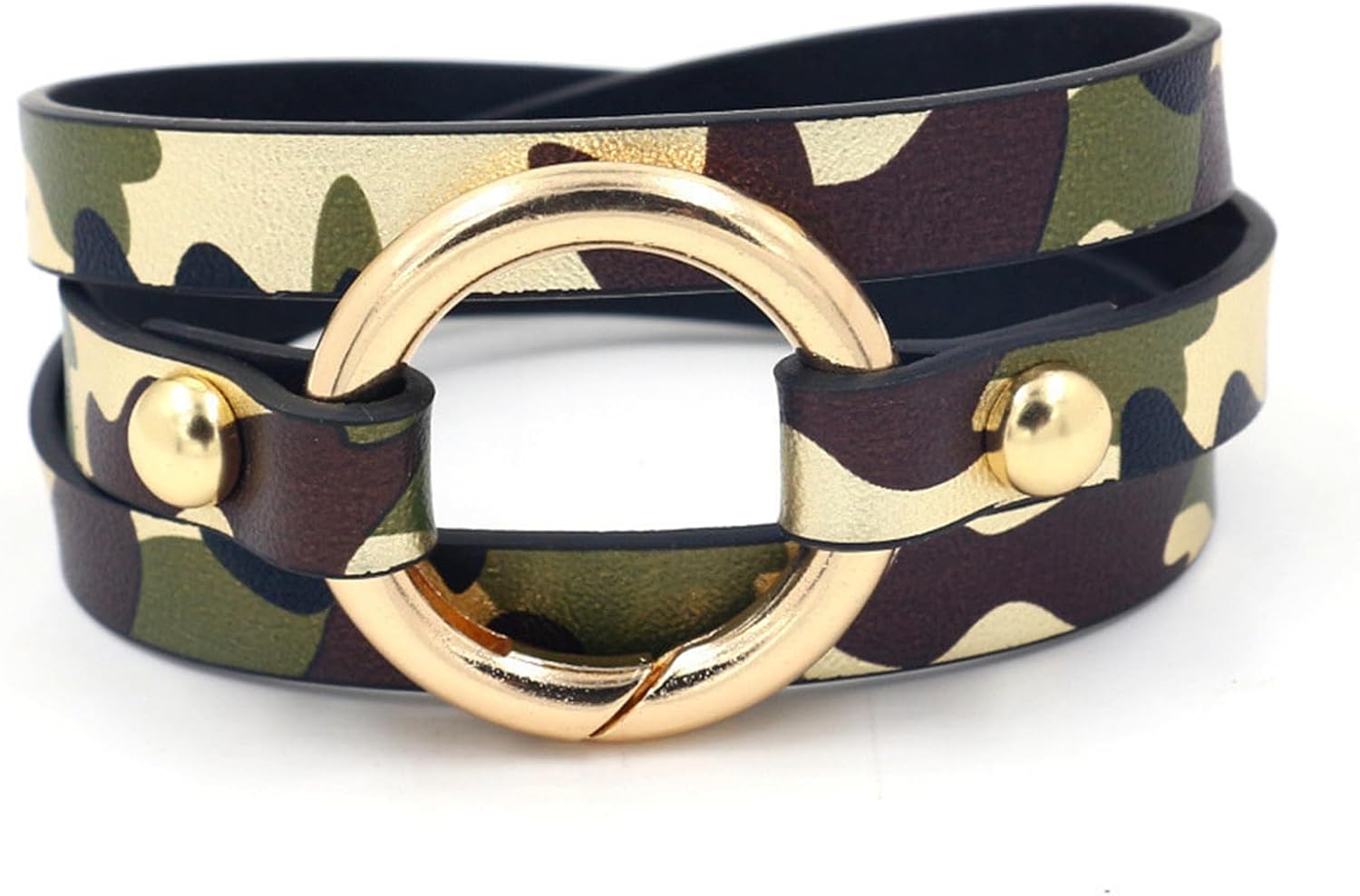 Dreuyet Leather Camo Bracelet for Men Women Boho Camouflage...