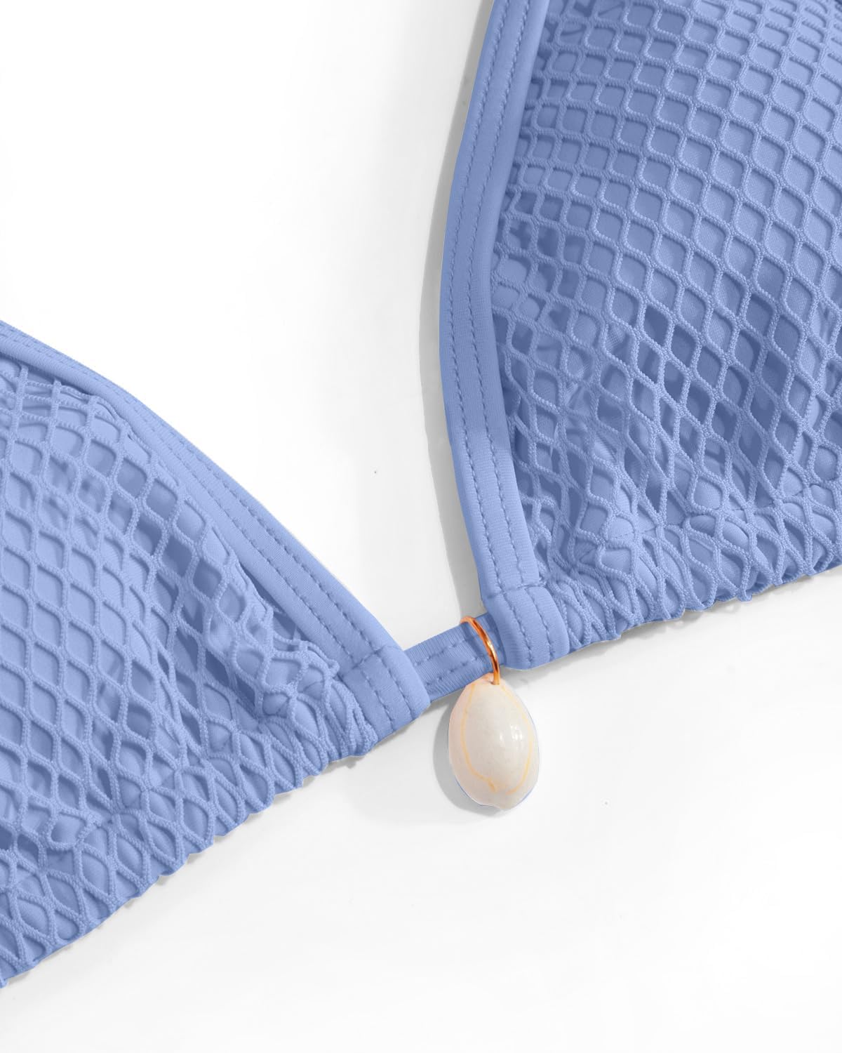 VOLAFA Women's Triangle Bikini Set Multiway Fishnet Tie Side Halter String Solid Cheeky Two Piece Swimsuit Bathing Suit - Image 6