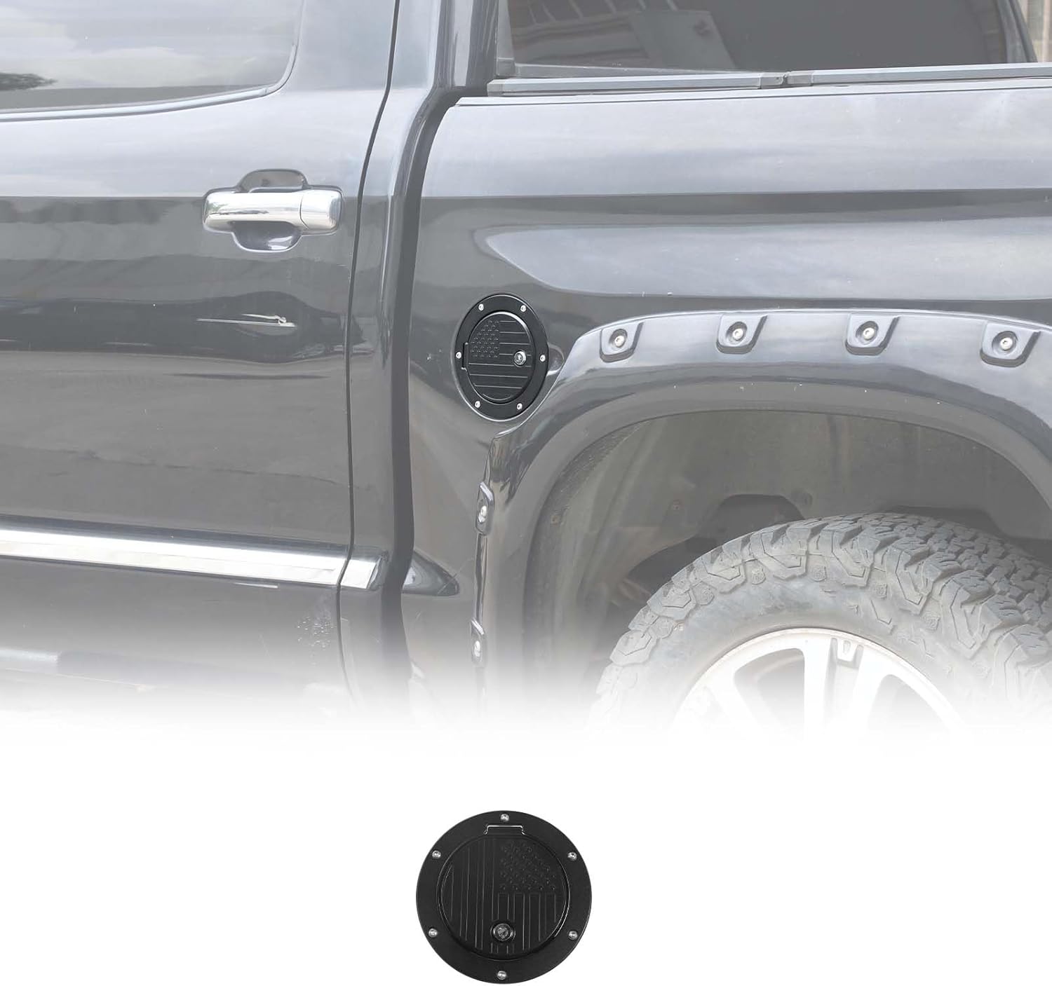 Fuel Tank Cap Replacement for Toyot@ Tundra 2007-2021, Gas Cap Anti-theft Lock Cover, Car Door Oil Filler Gas Tank Cap with Lock Aluminum Alloy (Style C)