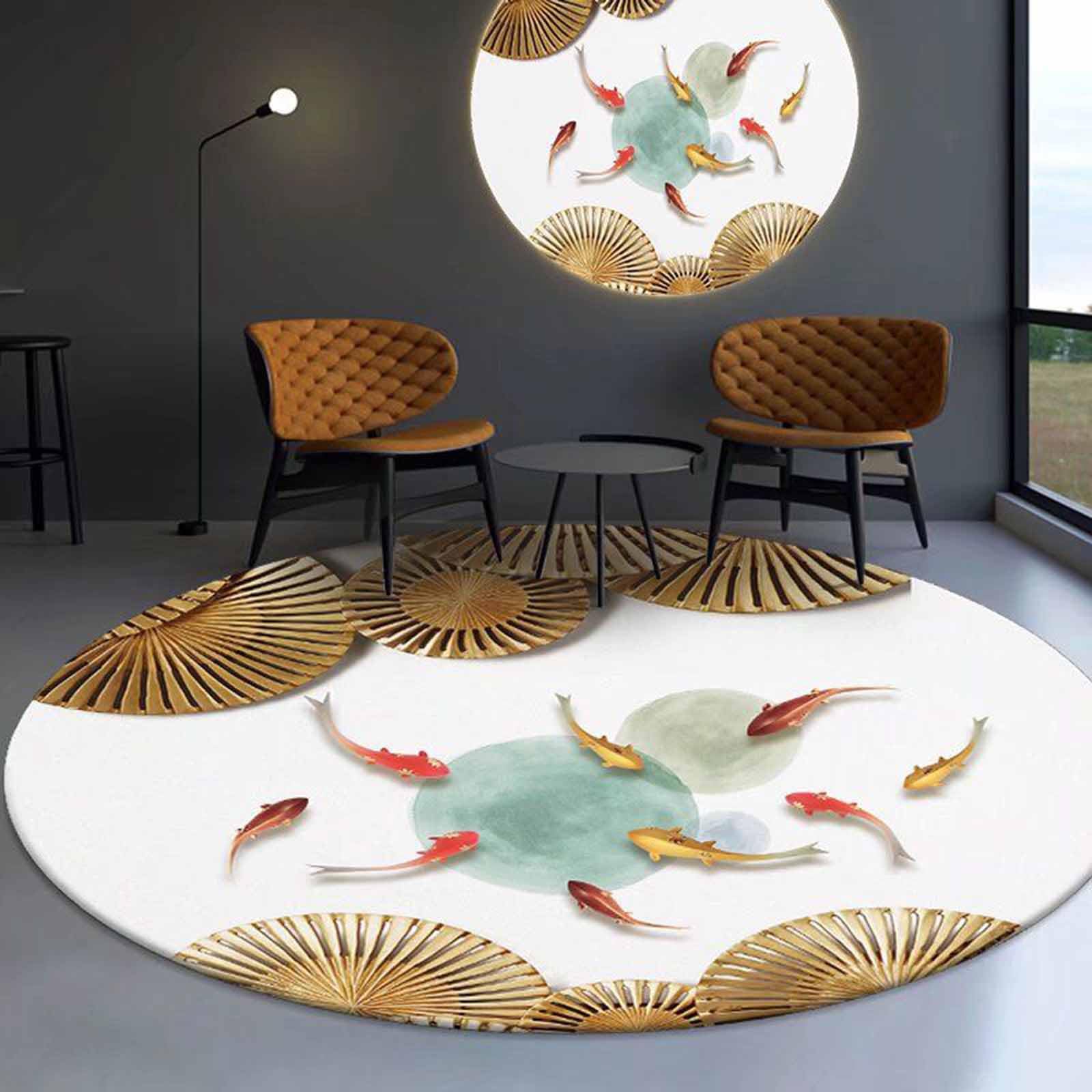 Tapis de couloir rond et chaleureux rouge pour une chambre cocooning