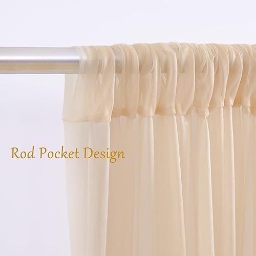 Miniatura 4 de Cortinas de telón de fondo de tul champán de 10 x 10 pulgadas para fiestas, cortina de telón de fondo transparente para fotos de boda, cortinas para