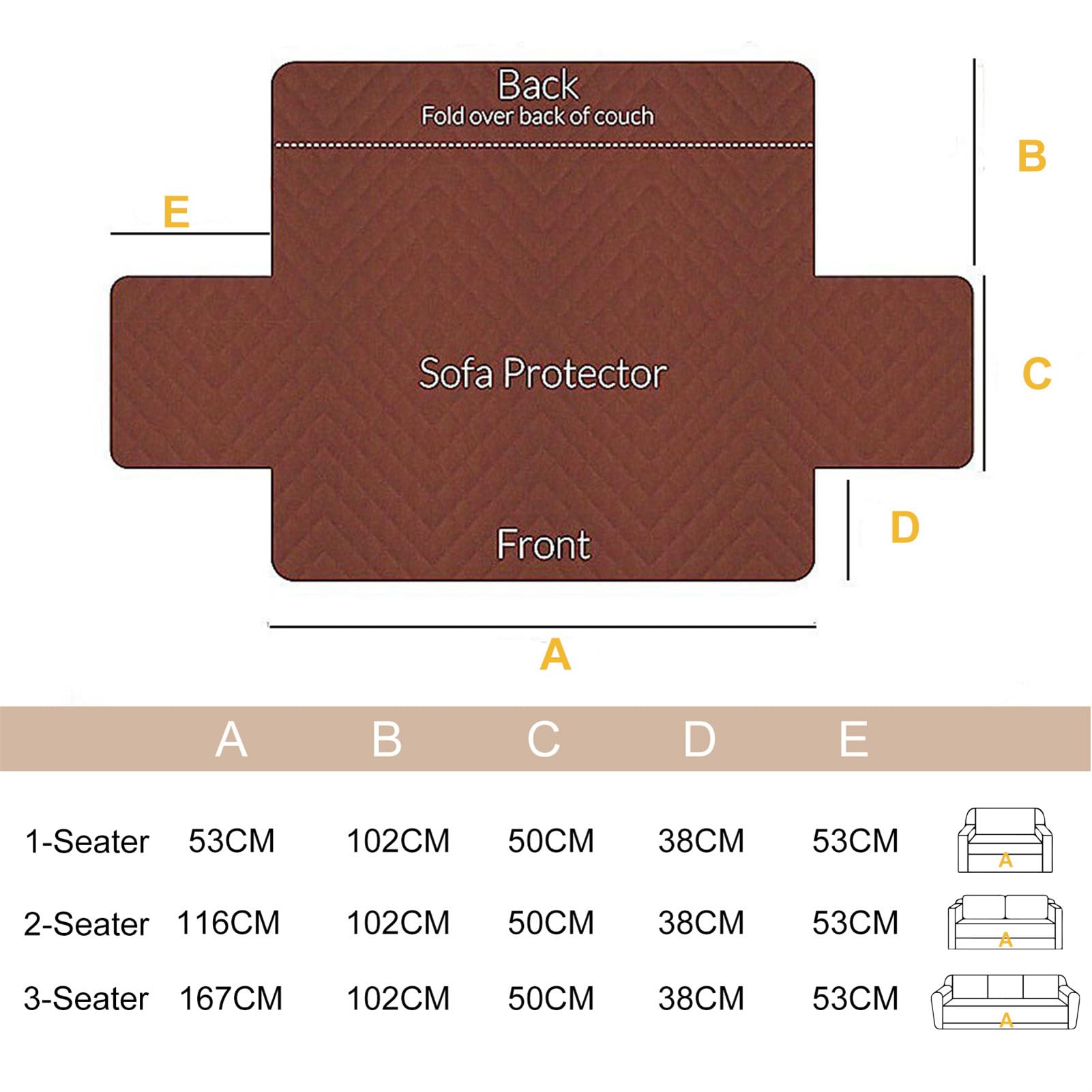 Funda de Reposabrazos de Sofá de Felpa Cuadrada de Invierno para 1 2 O 3 Plazas Funda para Sillón Reclinable Protector Antideslizante para Muebles para Mascotas (Beige 167 X 190 Cm)