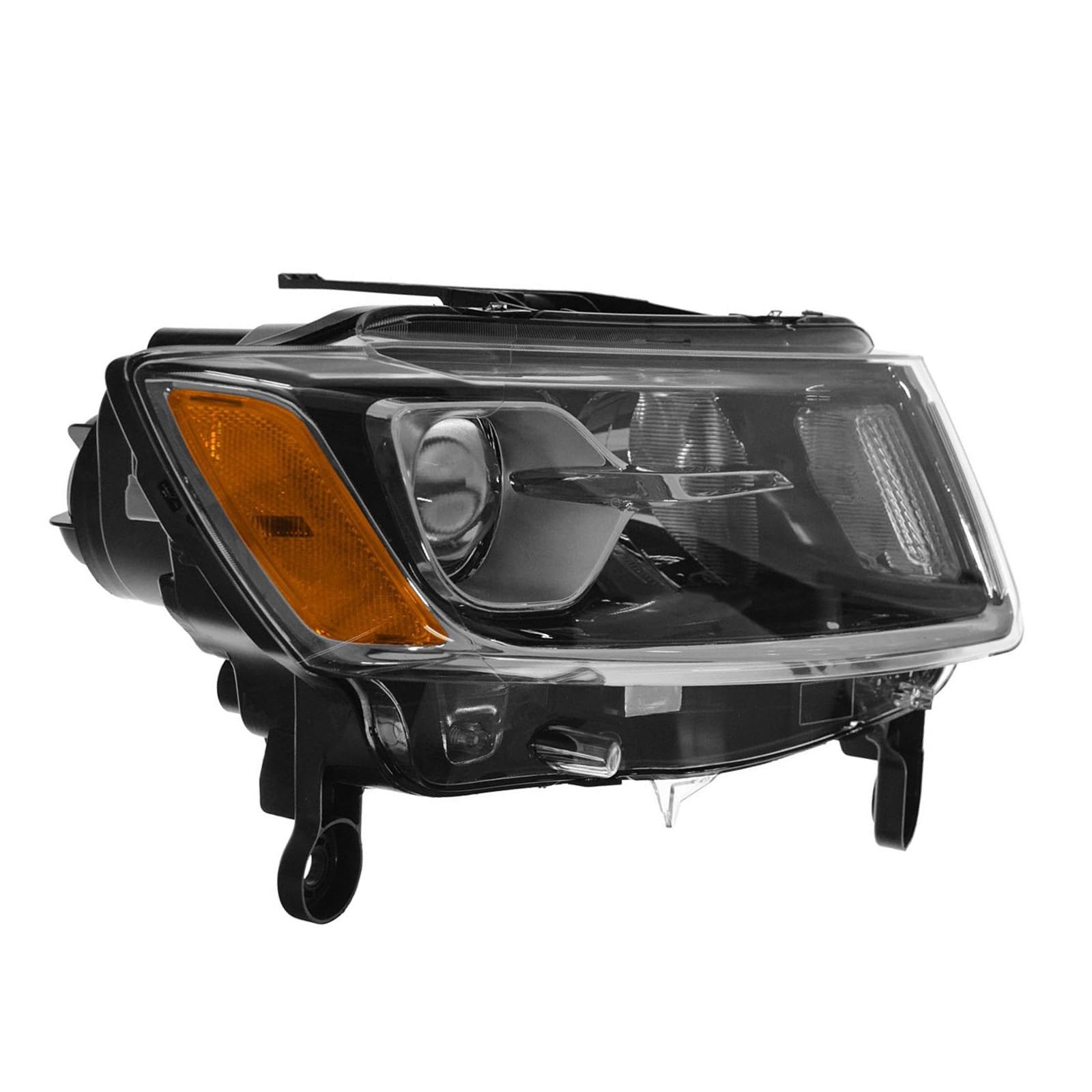 TRQ Passenger Side Headlight Assembly Halogen Chrome Bezel Compatible with 2014-2016 Jeep Grand Cherokee CH2503247