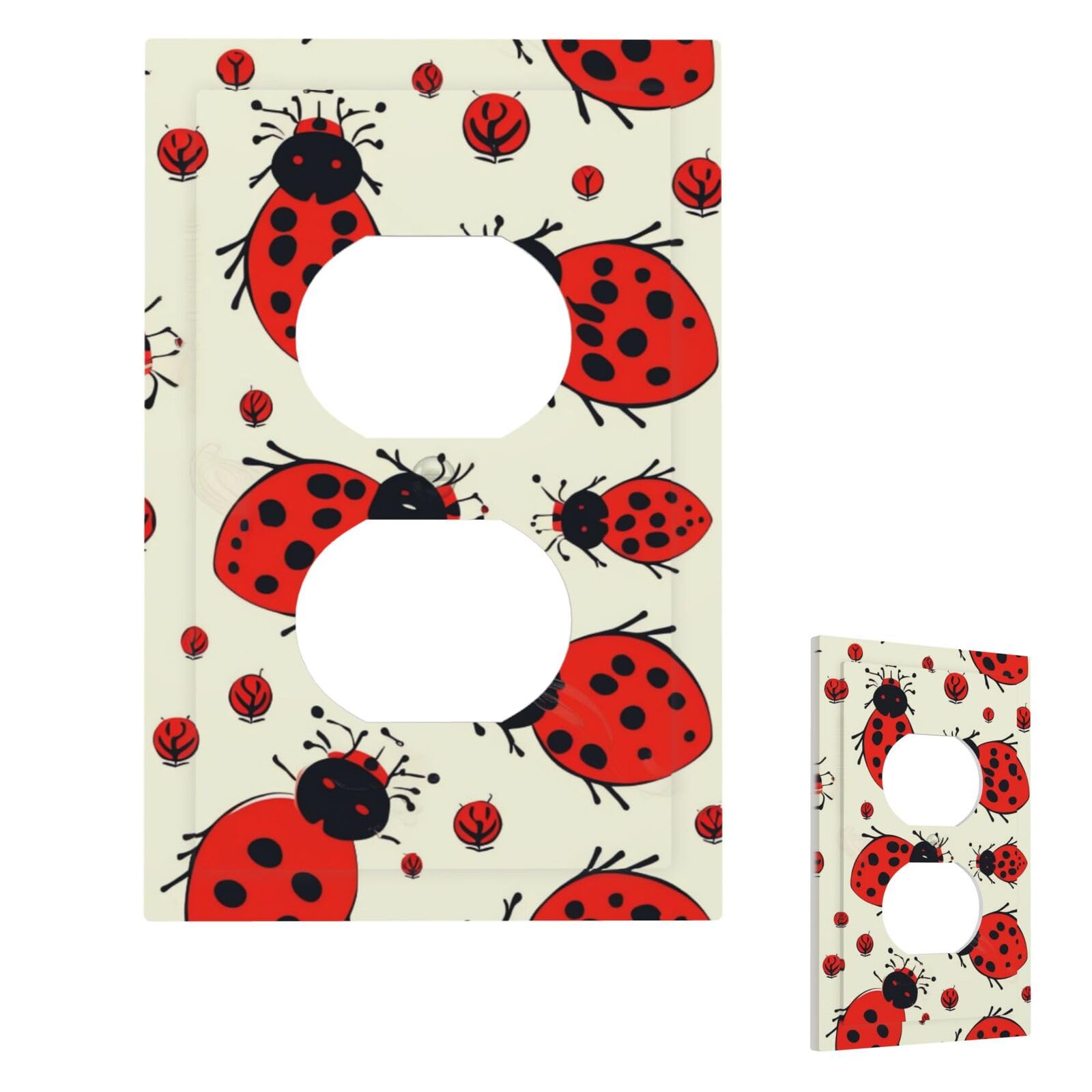Aceprints Duplex Red Ladybug Wall Plate Cover Modern Decorative Light Switch Cover Unbreakable Receptacle Outlet Covers For Living Room Bedroom Decor
