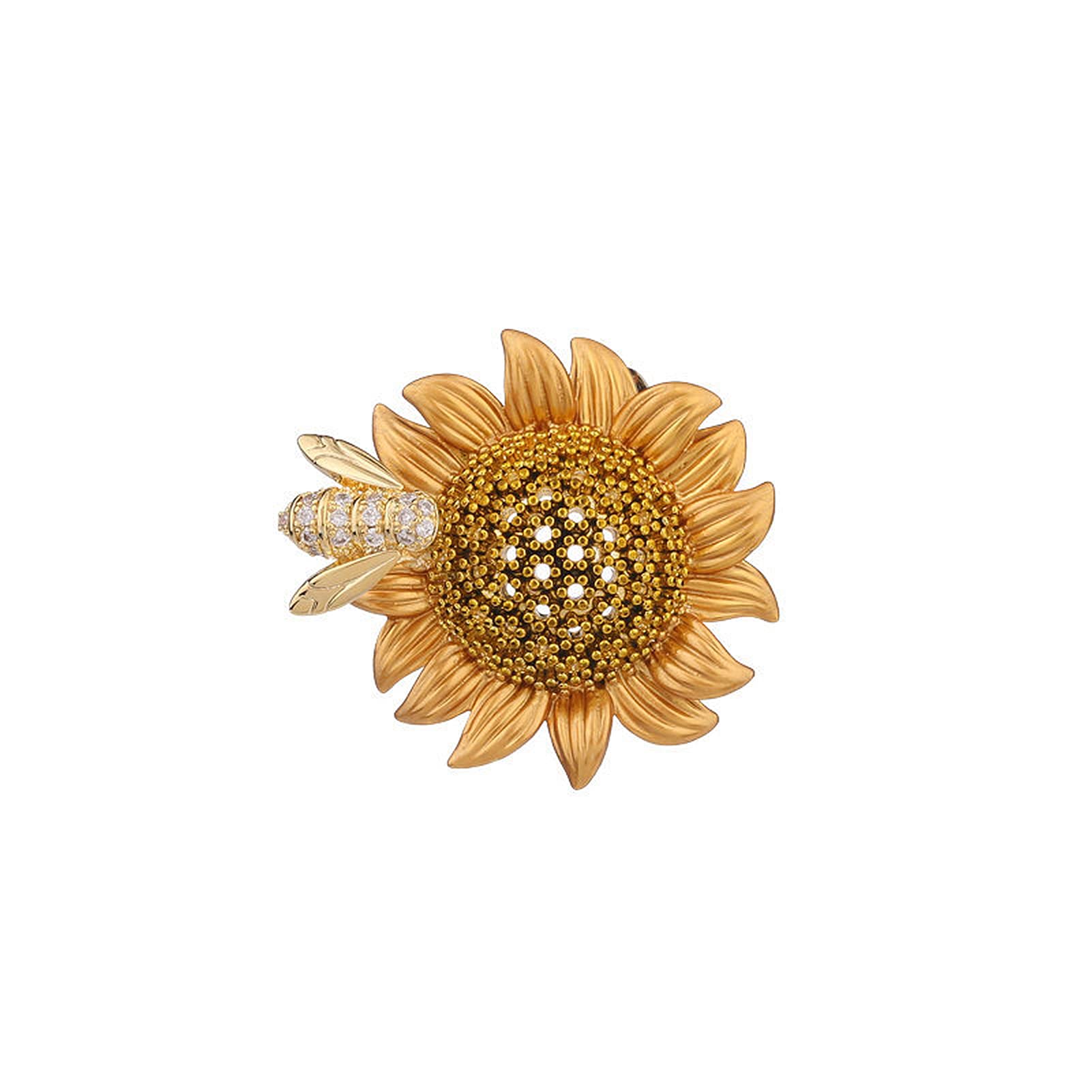 Broche de Girasol y Abeja para Mujer, Broche pequeño de Solapa con diseño Floral y Miel