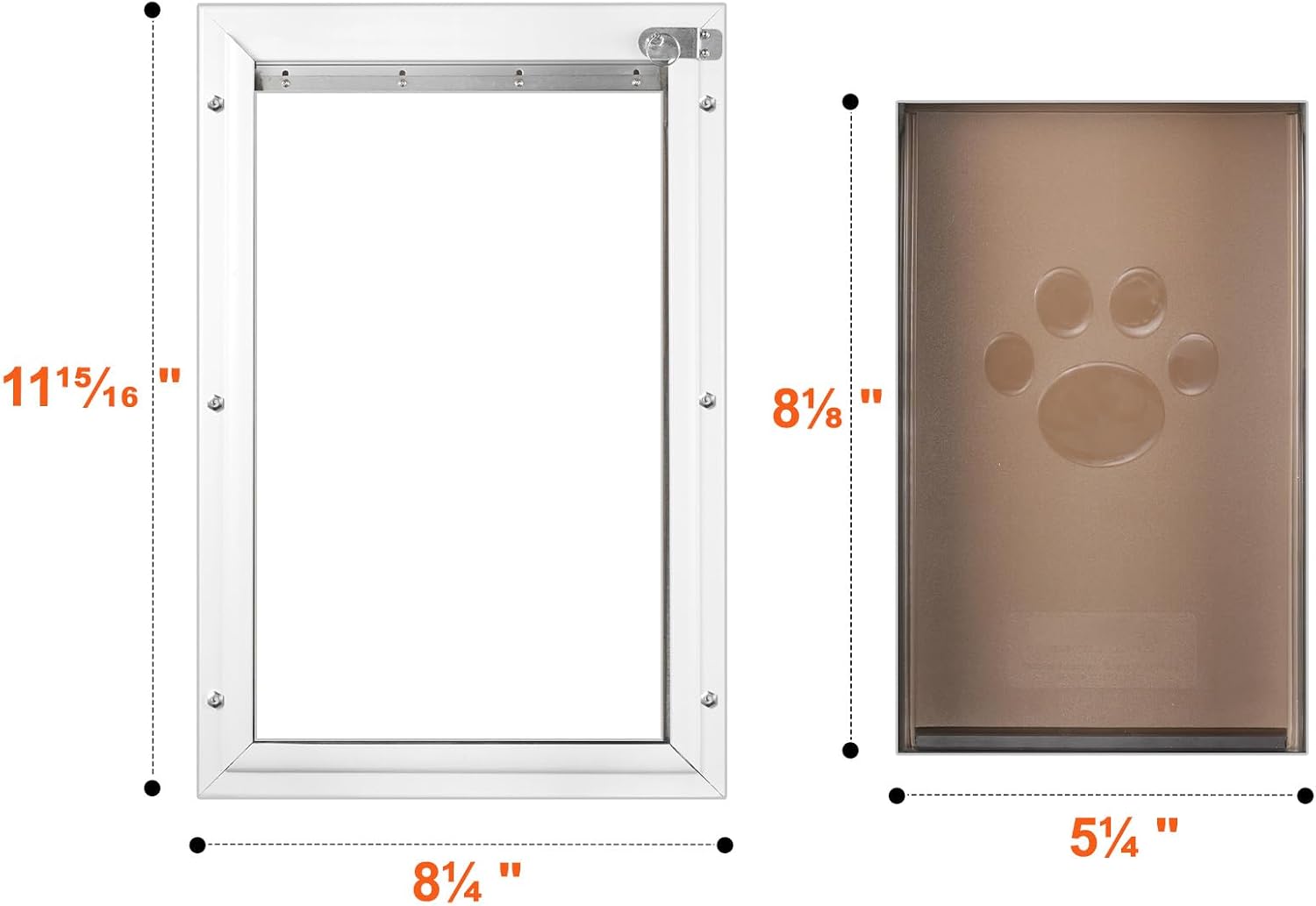 Happybuy Pet Door, 8.27 x 11.93 Aluminum Frame with Lock and Flap System, Weatherproof Doggy Door, Pet Door Suitable for Cat Doggie Kitties (White-Small)