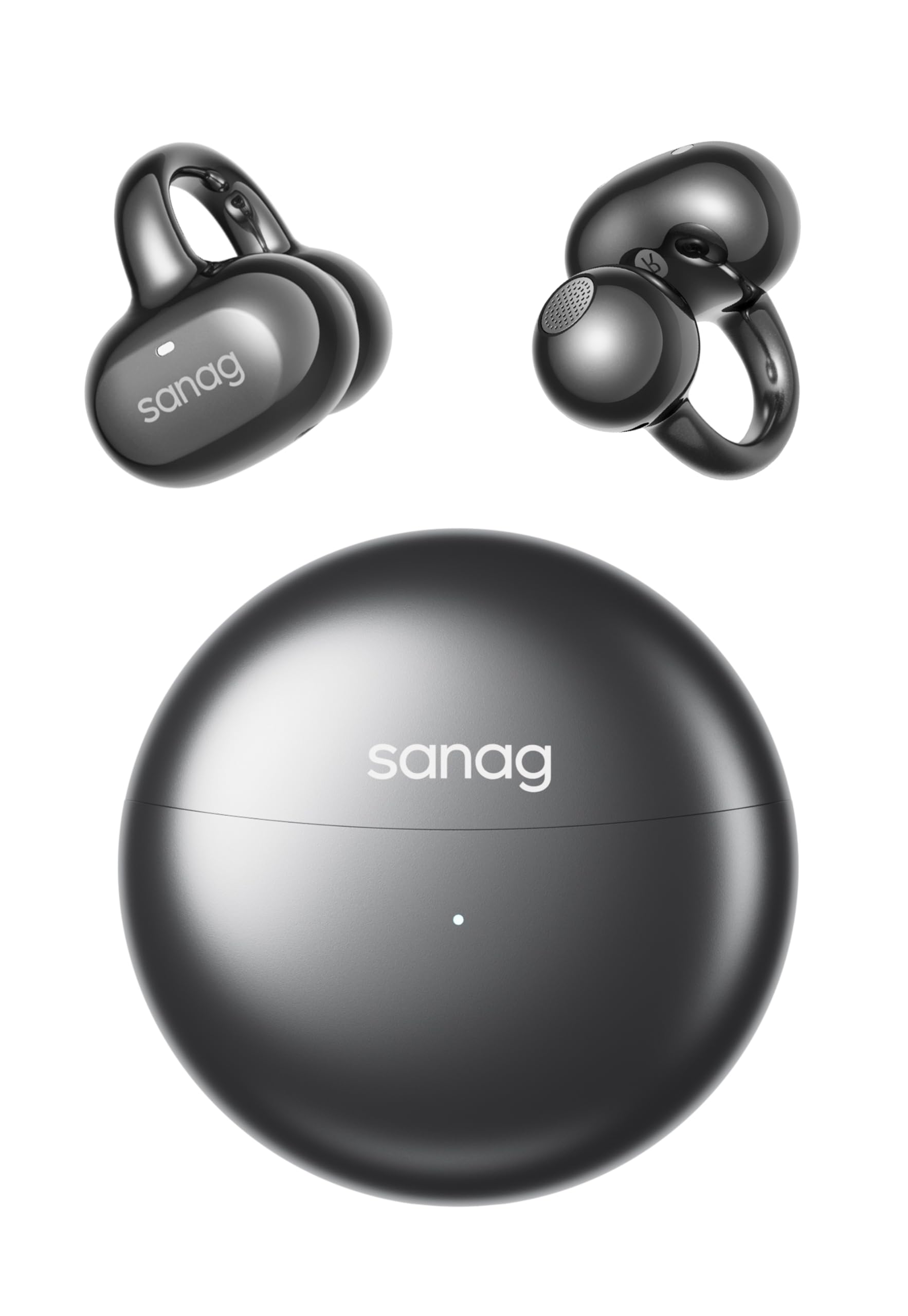Sanag S6S Ultra earbuds with water droplets, illustrating their IP67 water resistance.