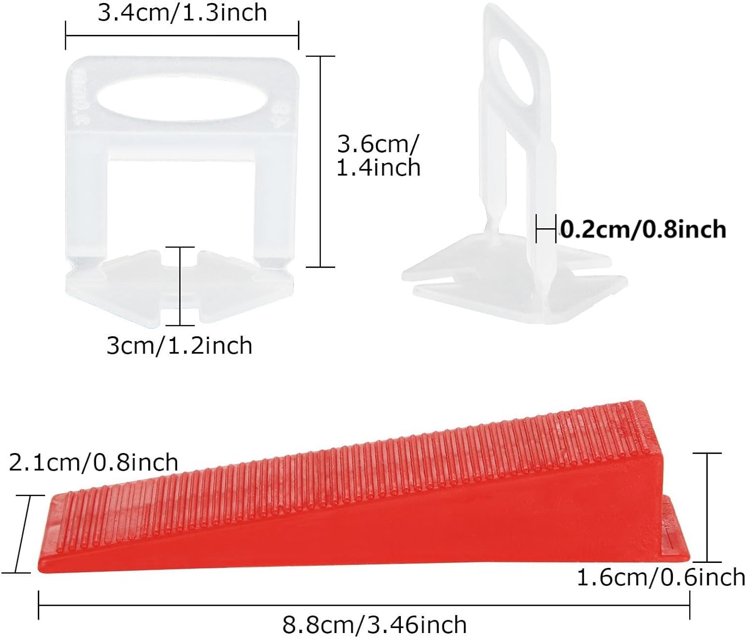 Zestaw 601 System poziomowania płytek 2 mm, język poziomujący, z 500 wypustkami do ciągnięcia, 100 klin wielokrotnego użytku i 1 szczypce, do układania płytek o grubości 6 do 15 mm