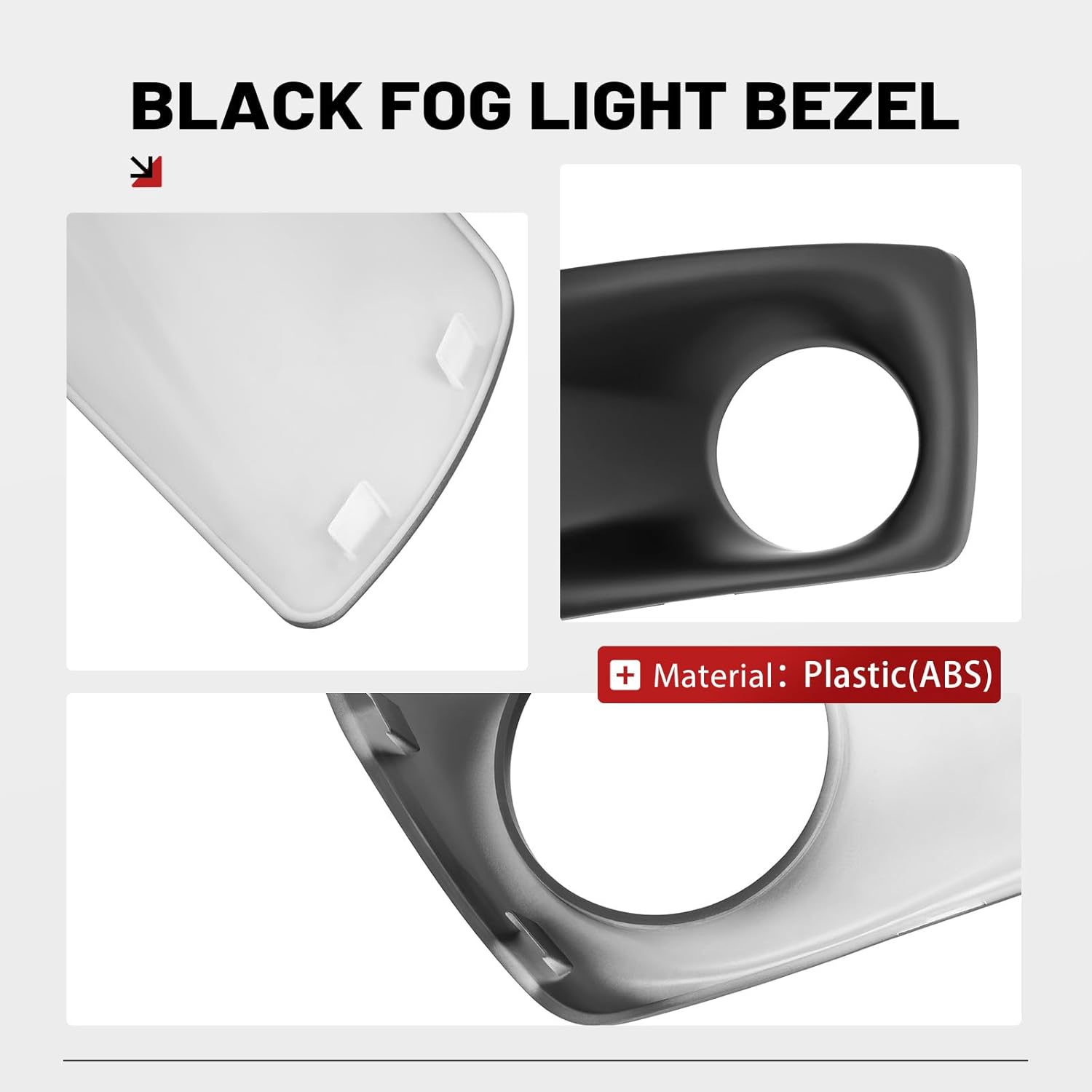 HECASA Pair Fog Light Bezel Compatible with 2008-2015 Kenworth T660 Replacement for N181002200 N181002200R Fog Lamp Cover Trim Black - Driver & Passenger Side