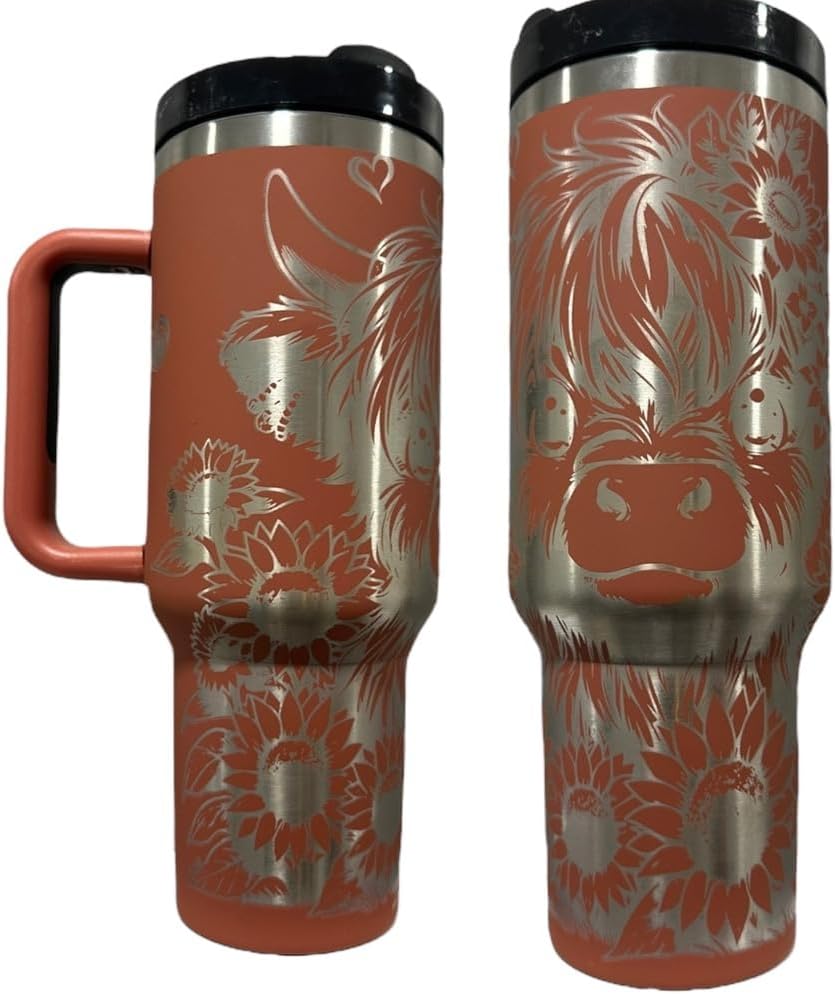 Stainless steel bottle 40oz water tumbler Western Workout water cup Gift for her New container (Rust #8-Mean Cow)