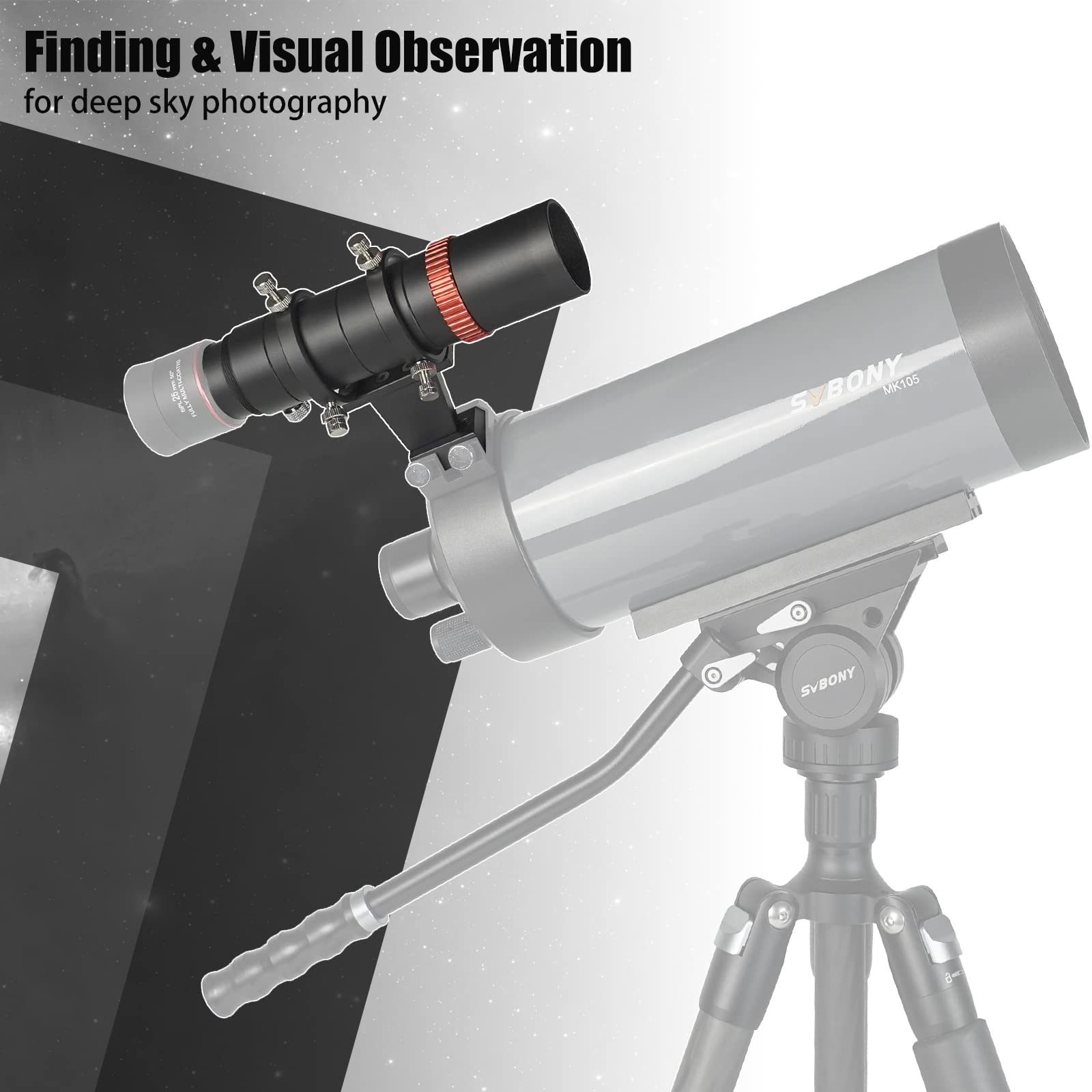 Svbony SV165 Mini Guide Scope 40F4, 1,25Zoll FMC-Beschichtung mit Spiralförmigem Fokussierer, Koaxiale Ausrichtung, Einstellbar Aluminiumlegierung, Kompatibel mit ZWO QHY Auto Guide Find Camera