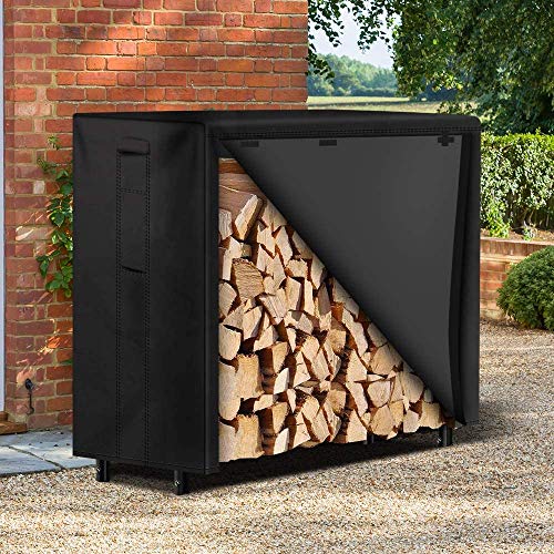 Amagabeli 4ft(122cmx35.6cmx122cm) Fireplace Log Rack Outdoor with Cover Large Capacity Firewood Holder with Waterproof 600D Oxford Cover Firewood Storage Shelf Garden Black Amagabeli 4ft(122cmx35.6cmx122cm) Fireplace Log Rack Outdoor with Cover Large Capacity Firewood Holder with Waterproof 600D Oxford Cover Firewood Storage Shelf Garden Black