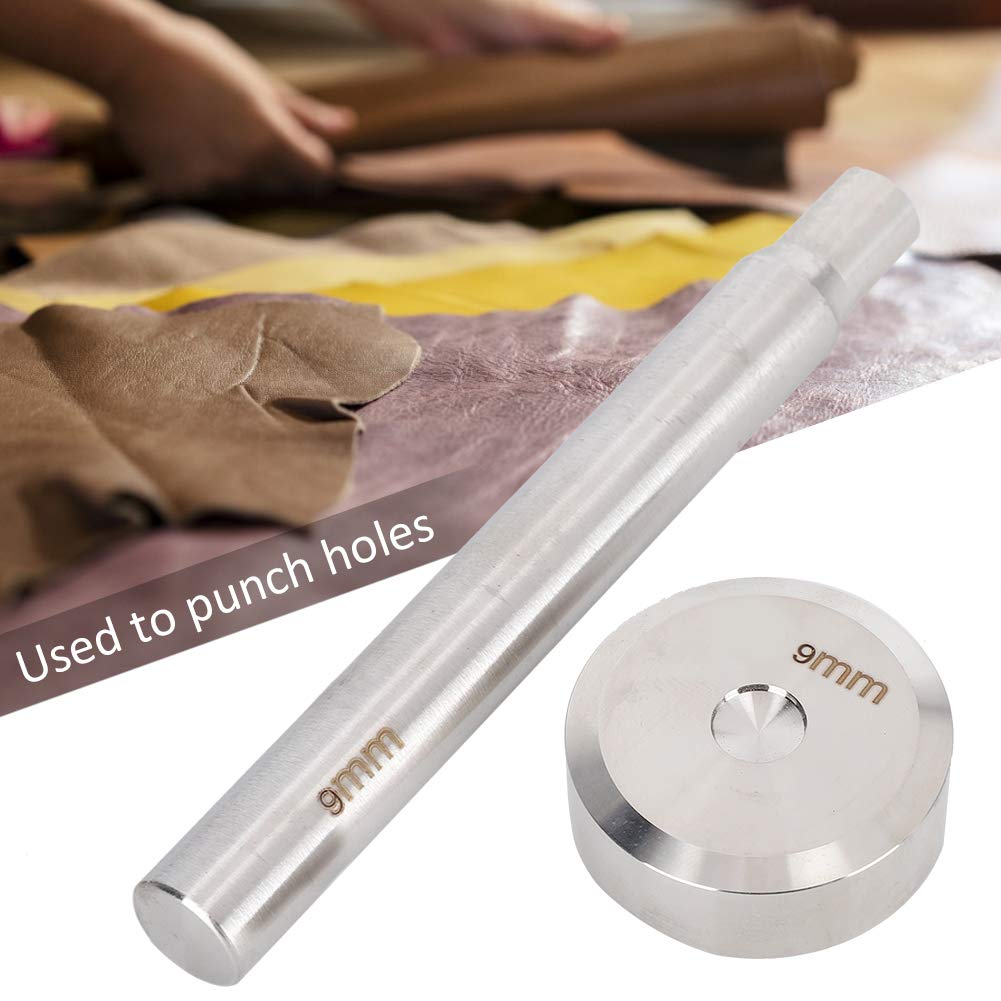 9mm Double Sided Rivet Punch Leather Craft Button Installation Tool Round Hole Punch Die Tools Stainless Steel